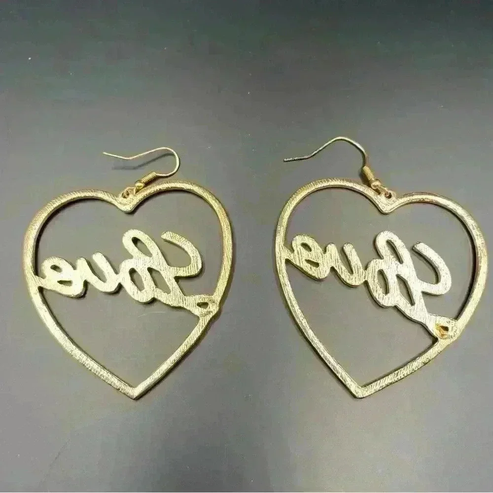Heart-shape Love Earrings Gold And Clear Crystal